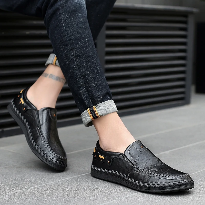 Мужская прогулочная обувь Мужские дышащие Лоферы ручной работы на плоской