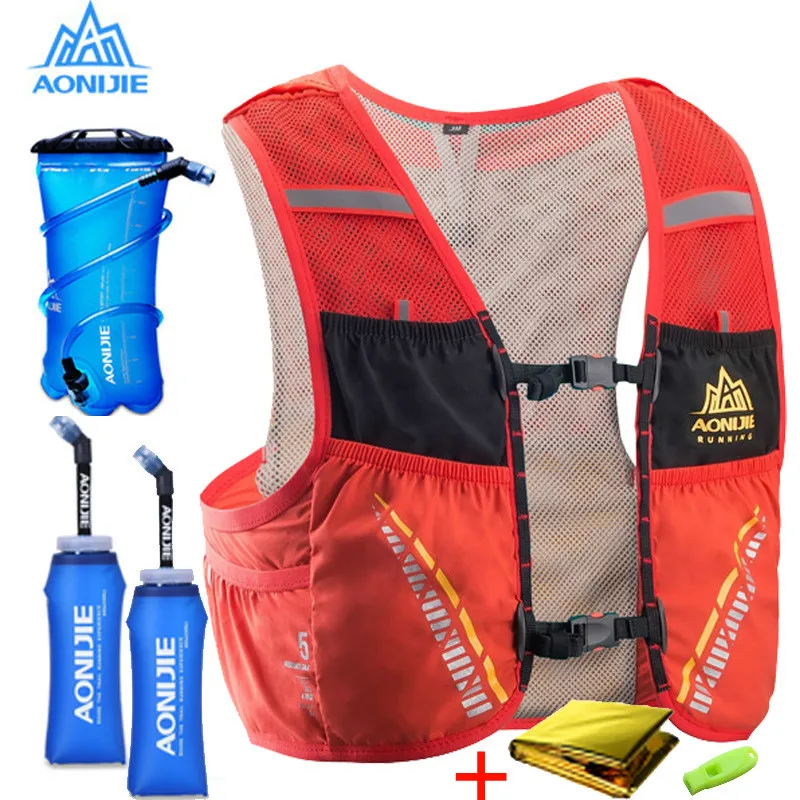 

AONIJIE 2021 New 5L Trail Hydration Vest Backpack Hiking Cycling Camping Marathon Rucksack Bag Running Bag 500ml 600ml bottles