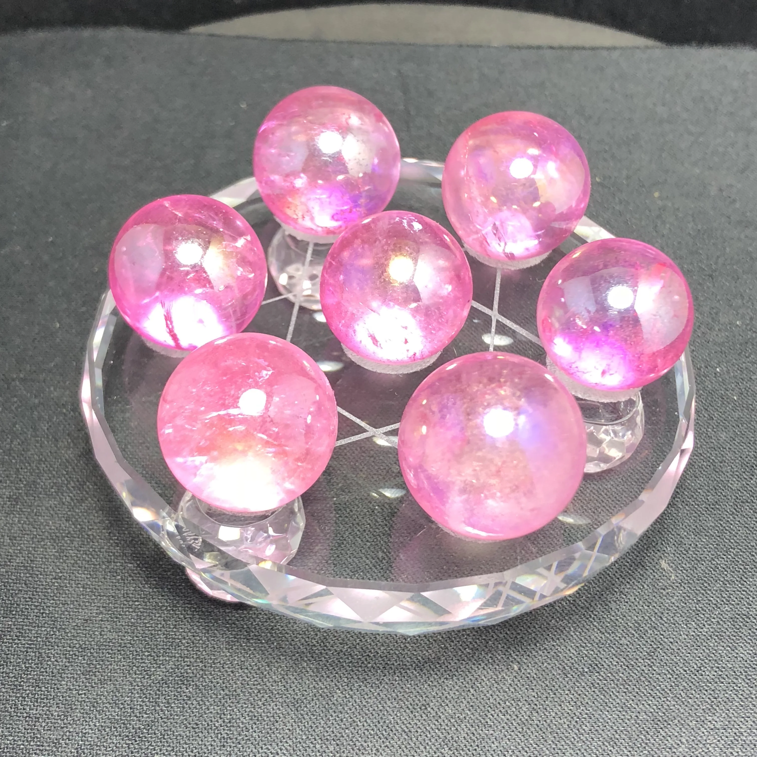 Натуральный розовый кварц семь звезд массив кварца хрустальный шар Wicca рейки