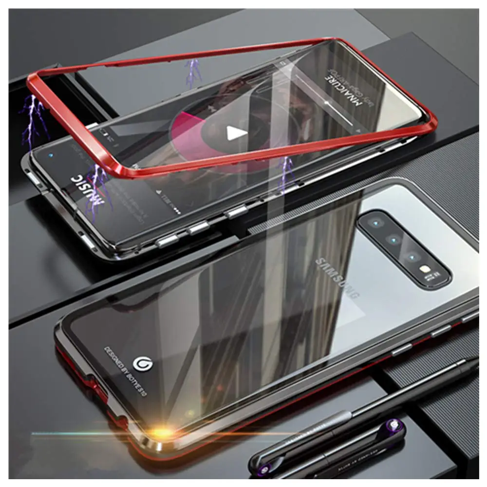 Металлическая Рамка флип Etui для samsung Galaxy S10 Plus чехол Note10 Coque samsung S10Plus чехол на магните для samsung Note 10 Plus чехол S10e S9 S10
