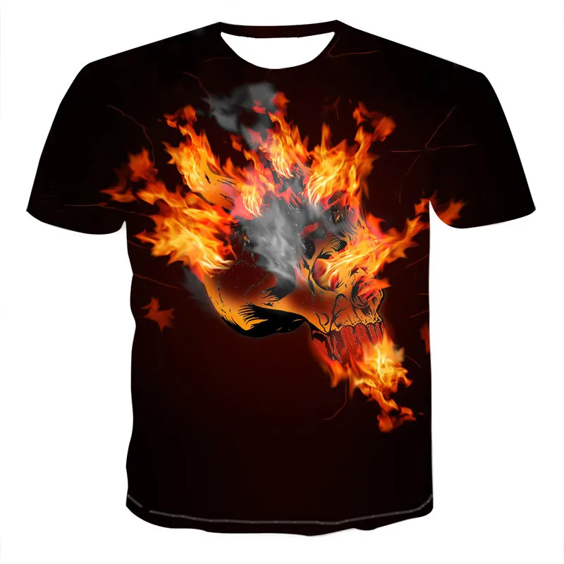 

New skull t-shirt 3D printing pocket short sleeve T-shirt Harajuku style street clothes