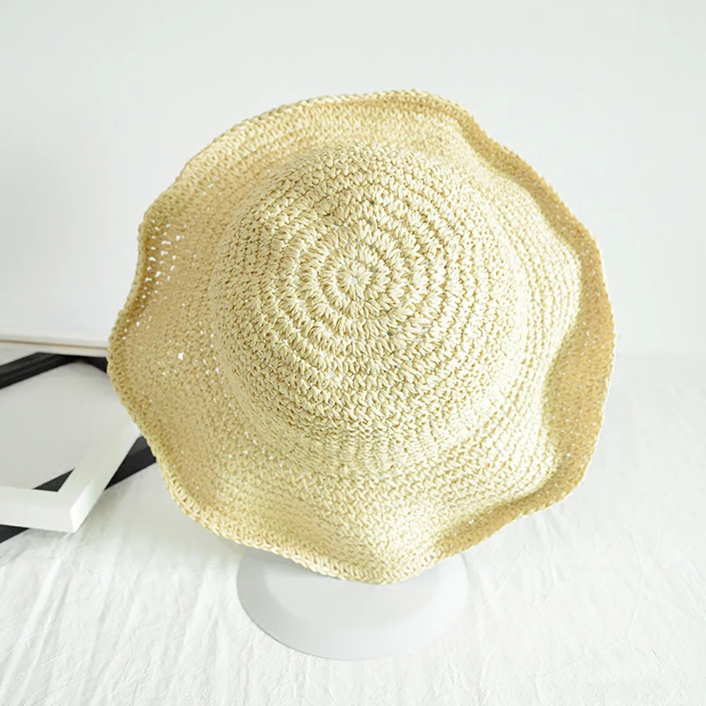 

2021 New Women Summer Hats Sun Beach Panama Straw hat Wide Wave Brim Folded Outdoor CAPS Leisure Holiday Raffia Cap visors hat