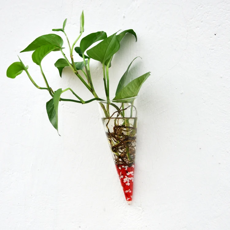 Креативная домашняя комната конус стеклянная мини настенная ваза с водой для