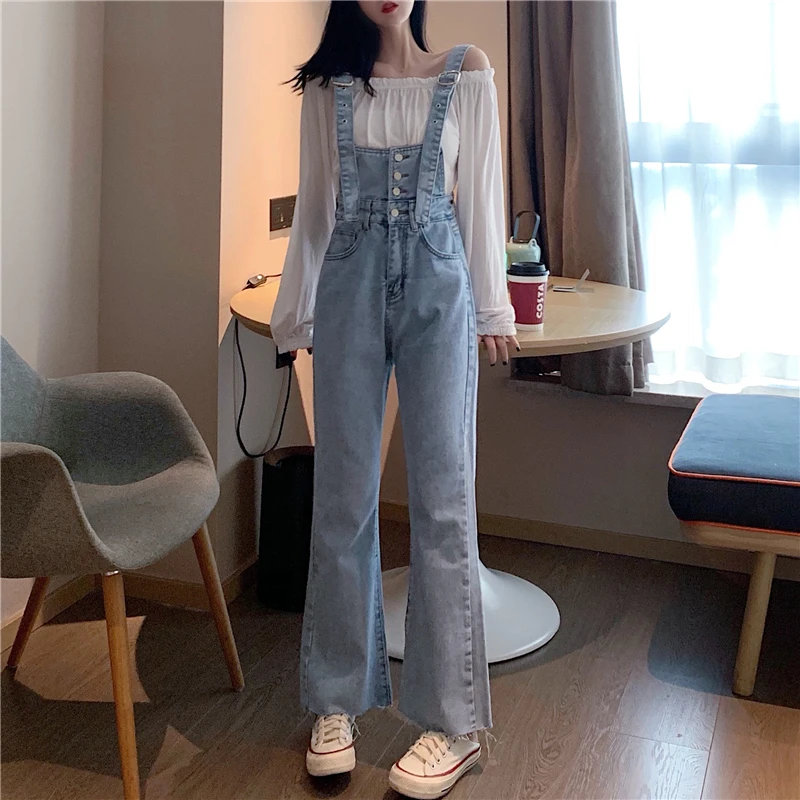 2019 новые модные женские джинсовые комбинезоны весенние свободные джинсы