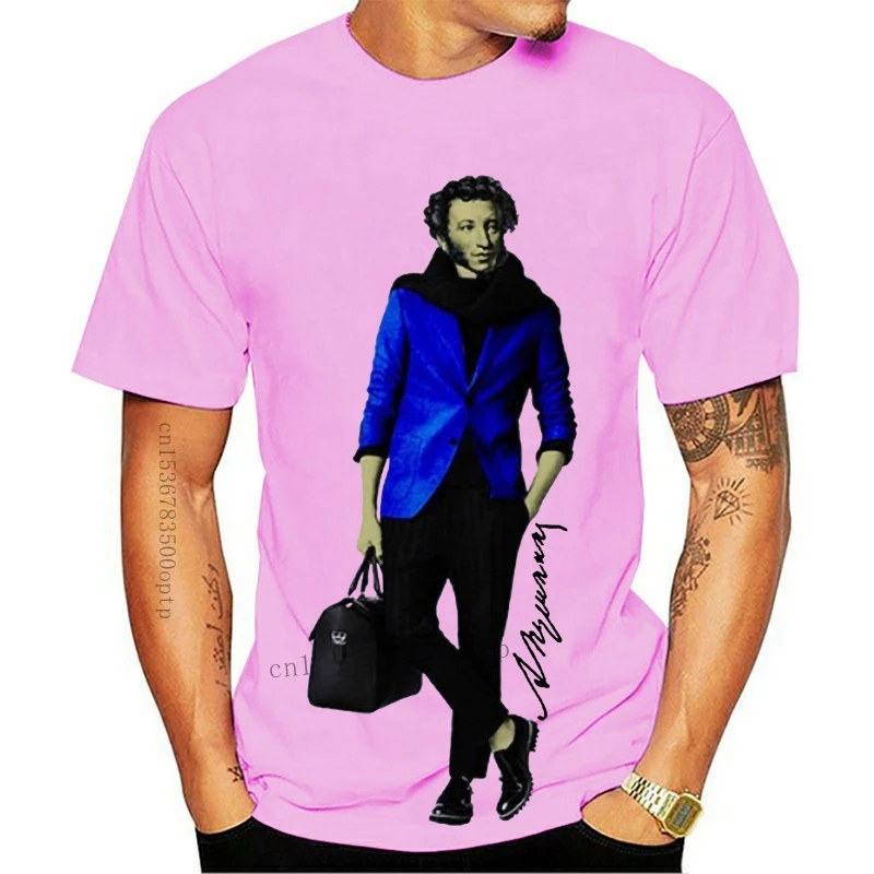 

Новая женская рубашка с принтом известного русского поэта Александра Пушкина, крутая Повседневная футболка с принтом, Мужская модная унисе...