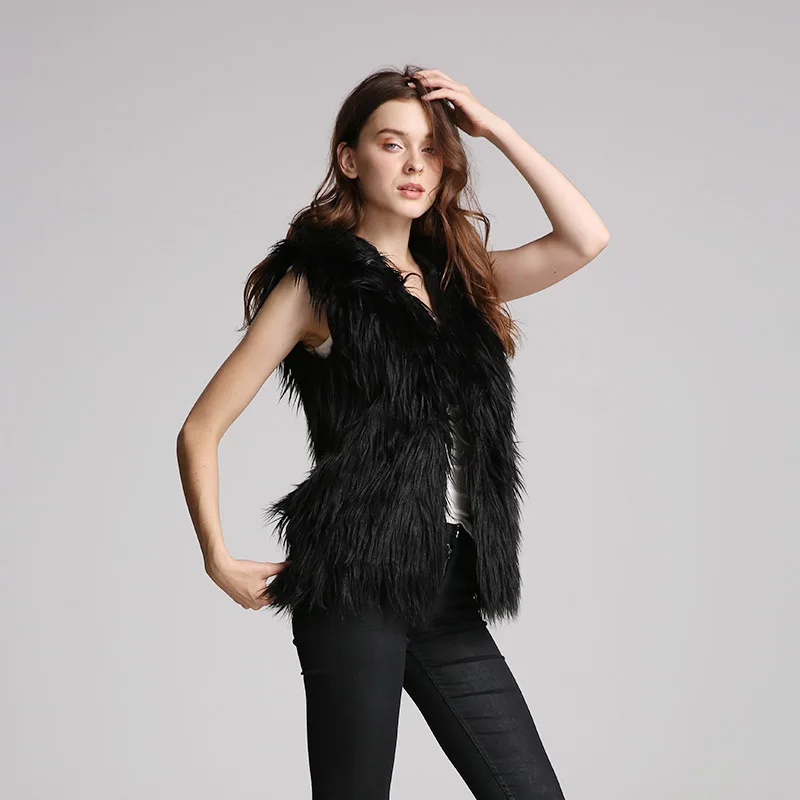Autumn and Winter New Fur Coat Imitation Fur Hooded Vest Short Fur Female Vest Short