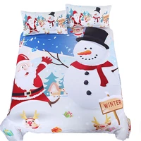 christmas home textile bedding set cartoon snowman santa claus duvet cover soft comforter childrens bedding sets pillowcase g