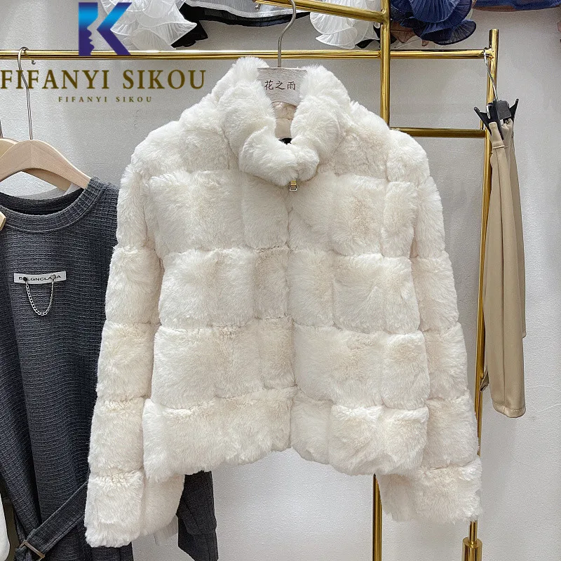 Женская куртка из искусственного кроличьего меха короткое - Цена: 39.88