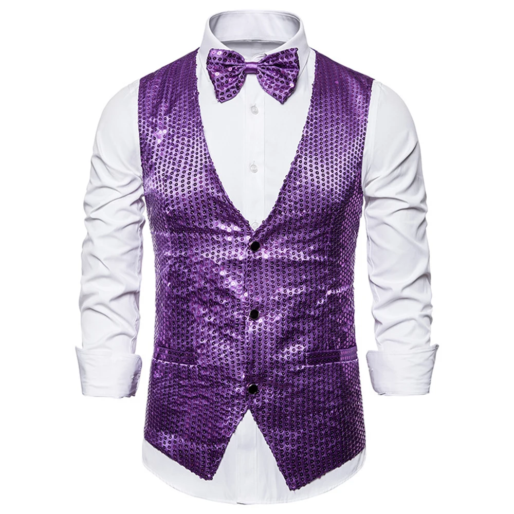 Adisputent 2019 мужские Искрящиеся с блестками жилет Slim Fit костюм юбкой для сцены ужин