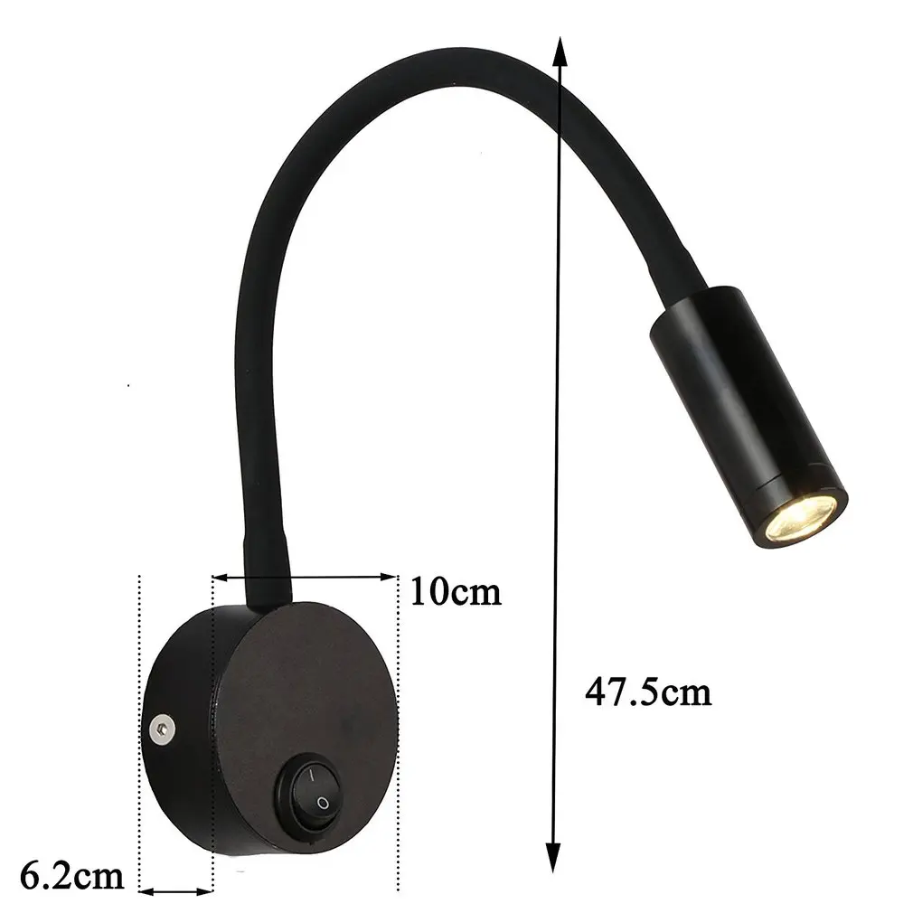 

Flexible 3W LED Wall Lamp Wall Mounted Sconce Lighting Gooseneck Night Reading Light with Switch for Bedroom Living Room