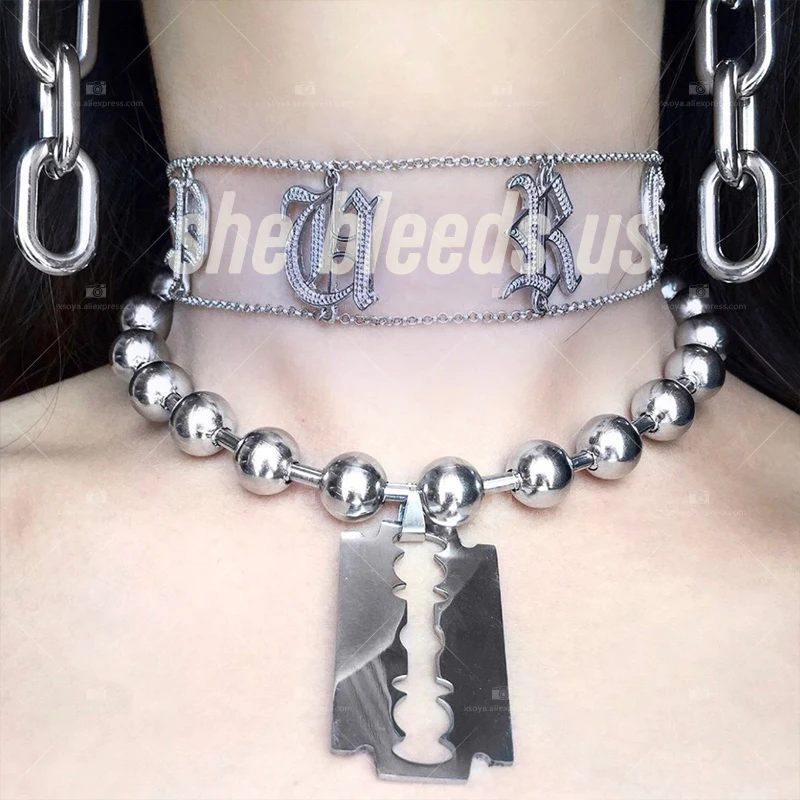 Винтажное ожерелье для женщин подвеска с лезвием друзей панк поп Готическая цепь