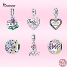 Подвеска Bamoer из стерлингового серебра 925 пробы с сердечком и подвеской из бисера для Дня матери, подходит для DIY браслета, ожерелья, ювелирные украшения, подарки для мамы