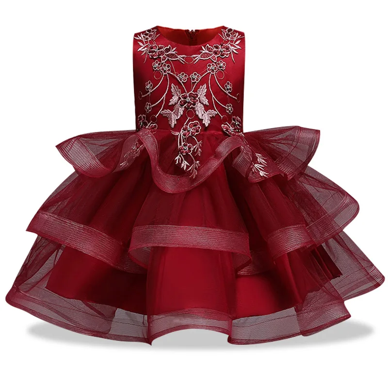 Вечерние платья с вышивкой для девочек Платье цветами и бусинами Одежда свадьбы