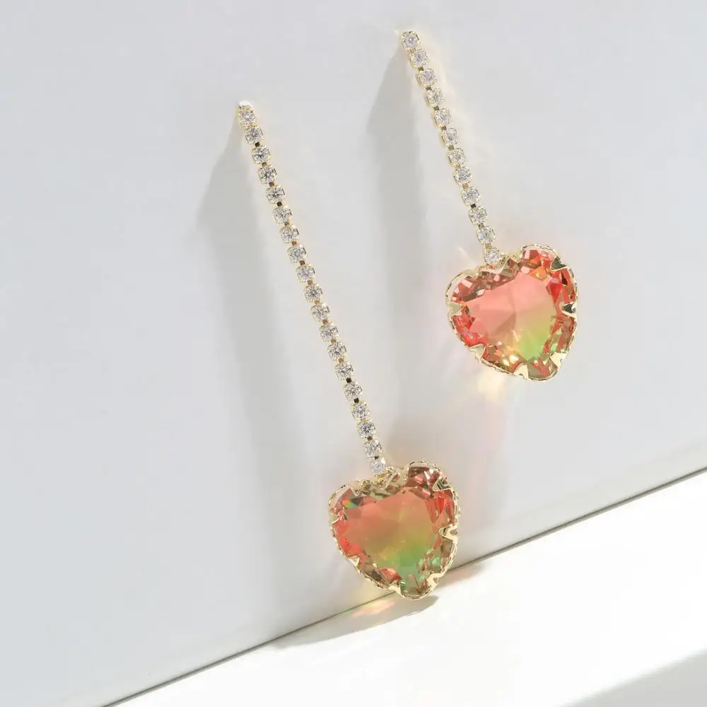 Модные асимметричные серьги-подвески Neoglory с красочным сердцем для женщин