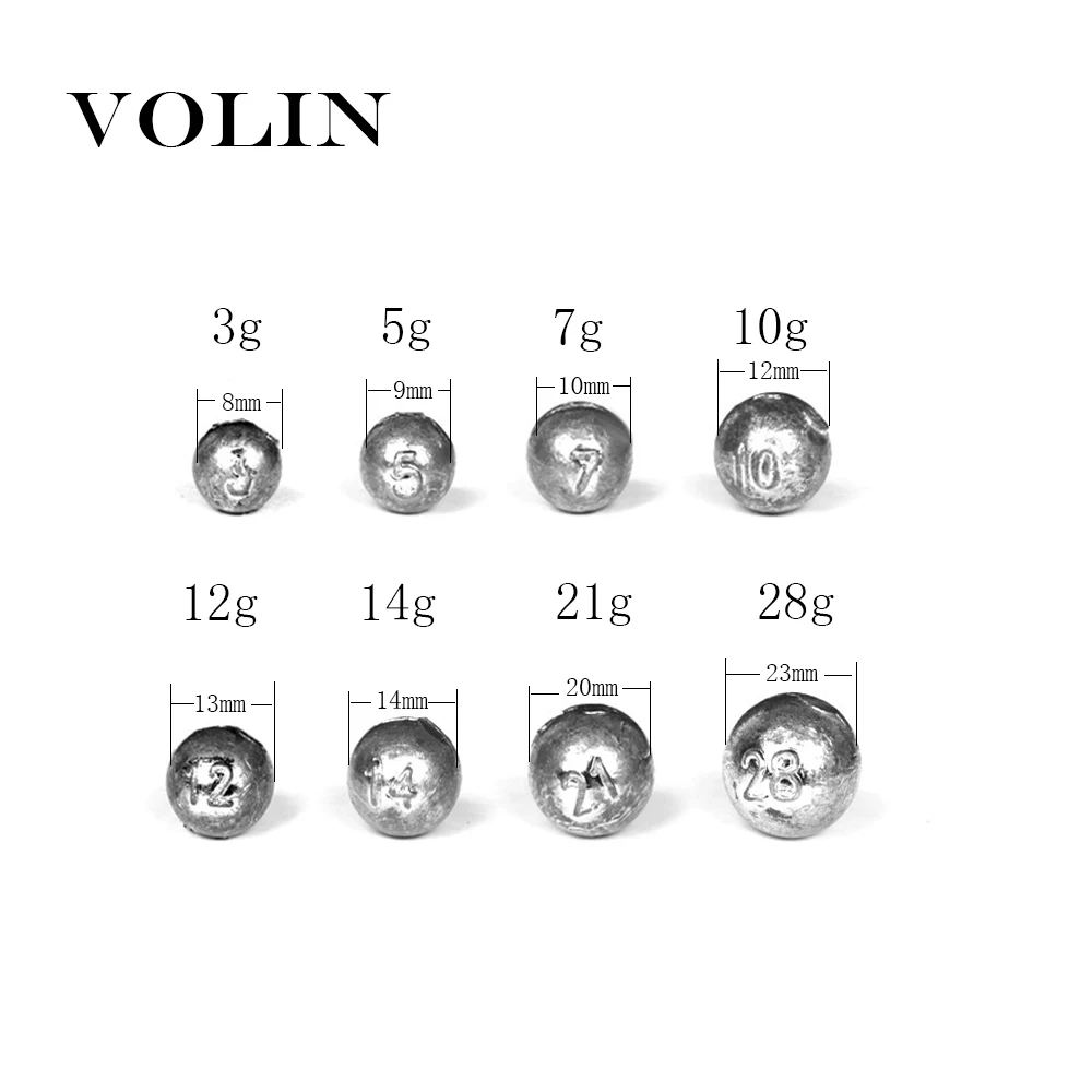Volin новый 5 шт. 2g 3g с функцией 5g 7 г 10 12 14g 18g 21 рыболовный грузик из свинца приманки