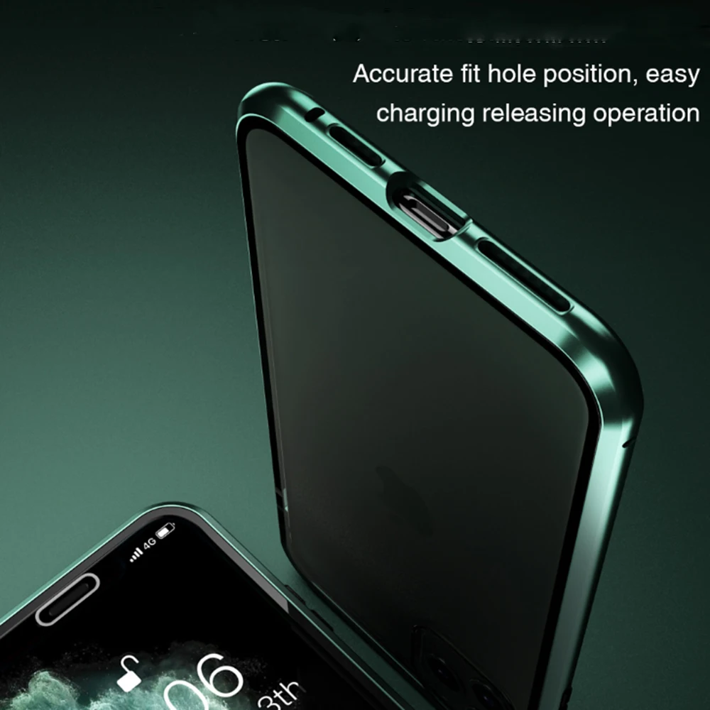 

360 Magnetic Adsorption Metal Case For iPhone 11 Pro Max XR XS Max X6 6s 7 8 Plus Double-Sided Glass Case Magnet Cover Coque