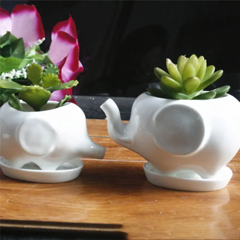 Современный домашний декор белый керамический цветочный горшок в виде слона