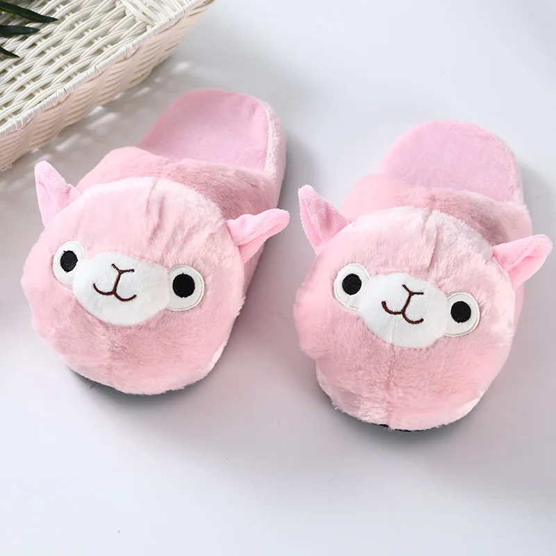 Warm Winter Home Shoes Alpaca plush Velvet Unisex Cute Funny Children Women Men Lovers Special Custom Cottoon Indoor Slippers