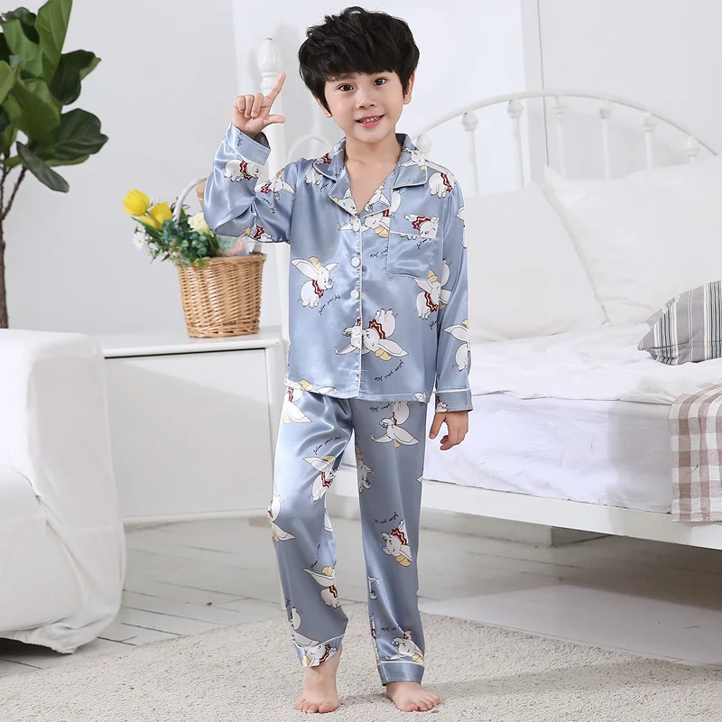 style 3 Пижамы на весну и осень для мальчиков; шелковые пижамы; детская одежда; одежда для сна; Пижамный костюм; пижамные комплекты для девочек; детский спортивный костюм - Цвет: style 3