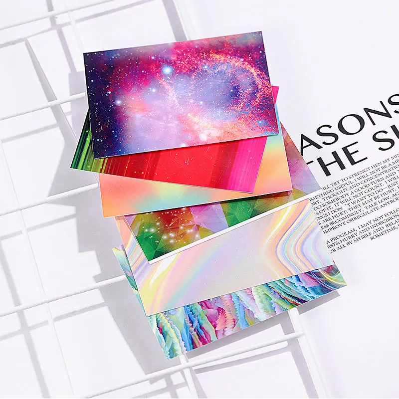 6 шт./компл. наклейки для дизайна ногтей лазерные радужные пламени Стильные с