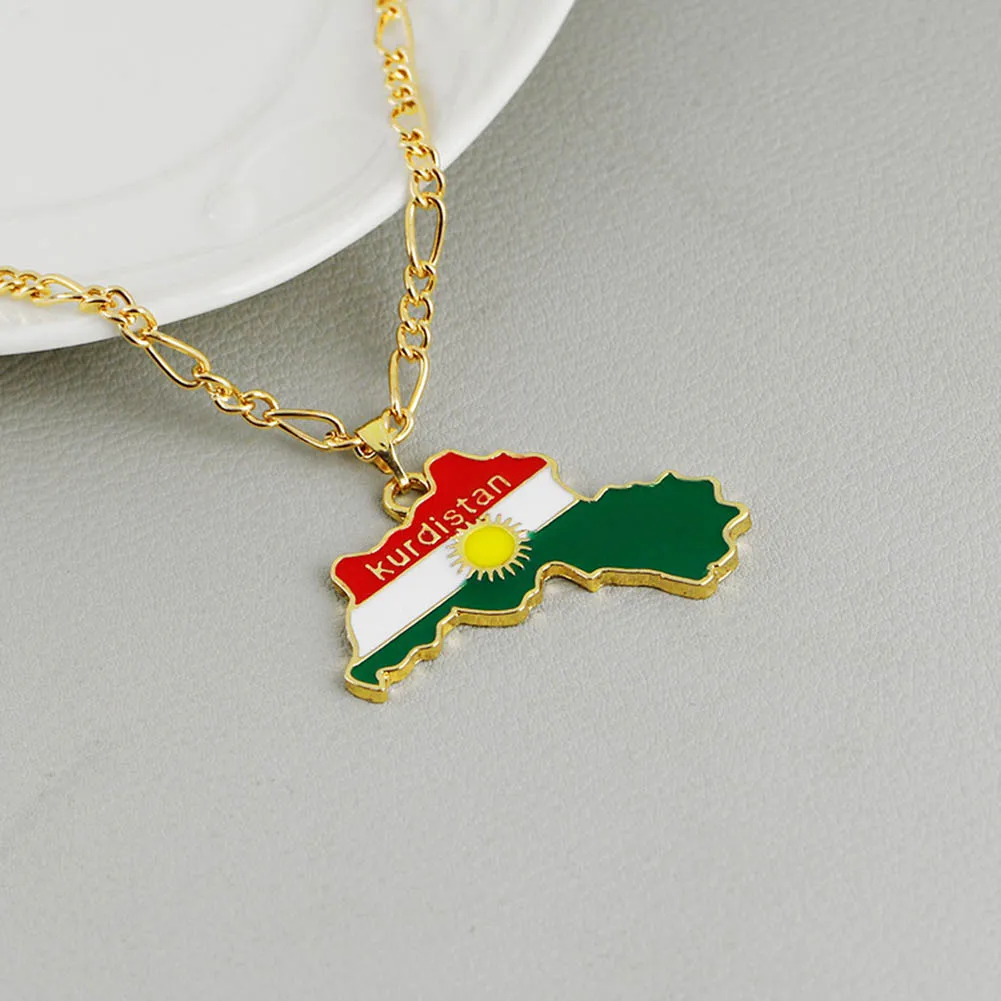 

Colorful Map Pendant Necklace Kurdistan Maps Necklace Jewelry For Women Men Fashion Gift