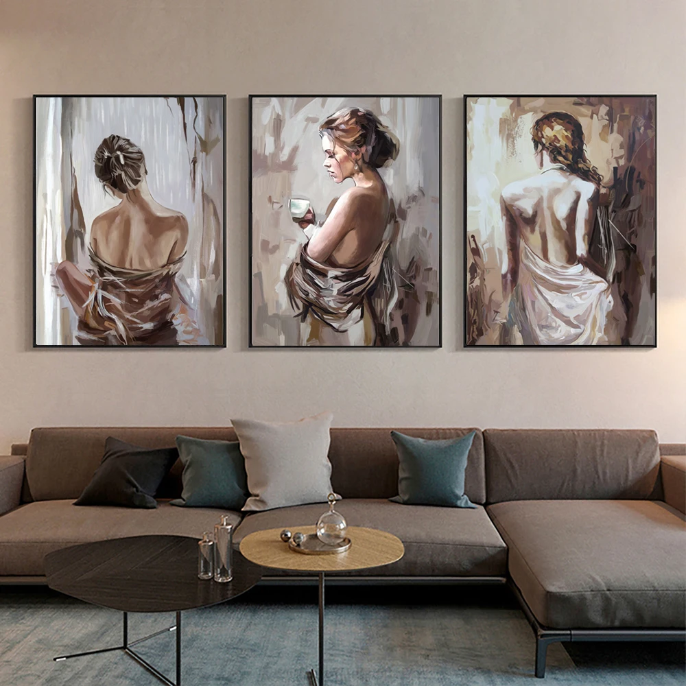 Абстрактная картина с изображением девушек на спине постеры и принты