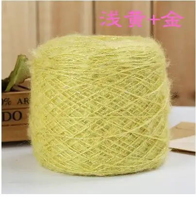 light yellow gold 50 г/лот итальянская полая красочная шерстяная металлическая нить ручной вязки из грубой шерсти блестящая нить - Цвет: light yellow gold