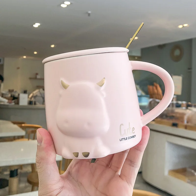 Светильник Кая Роскошная керамическая кружка с рельефным скотом розовые кружки