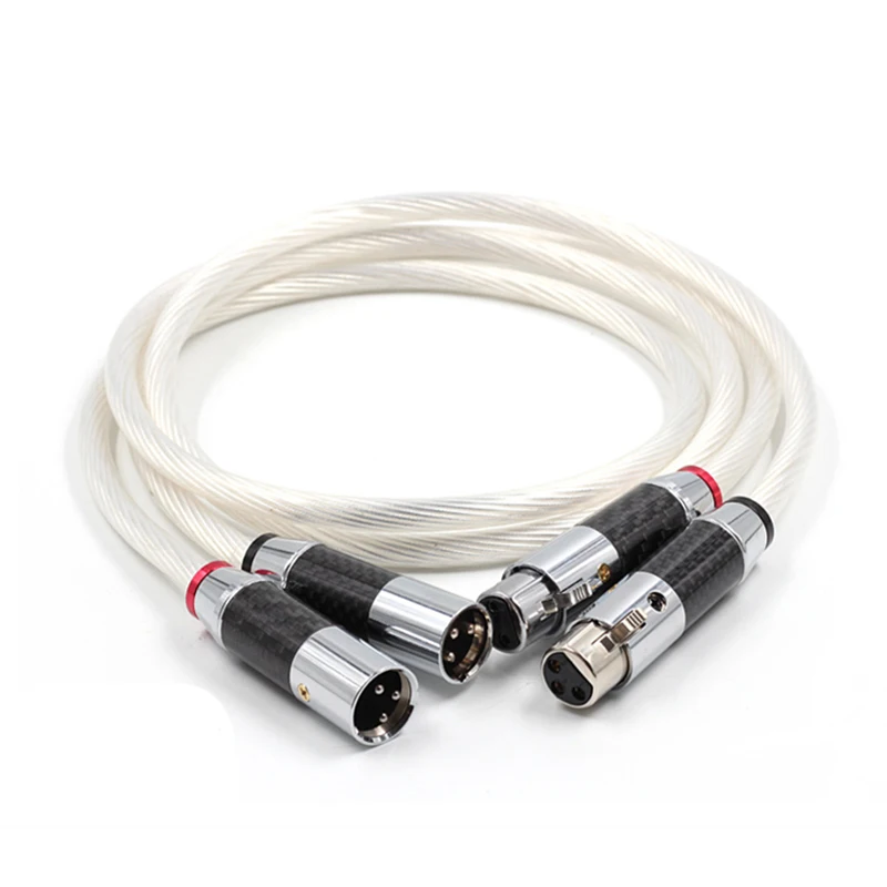 high quality hifi pair xlr cable pure 7n occ silver plated audio cable with top grade carbon fiber xlr plug free global shipping