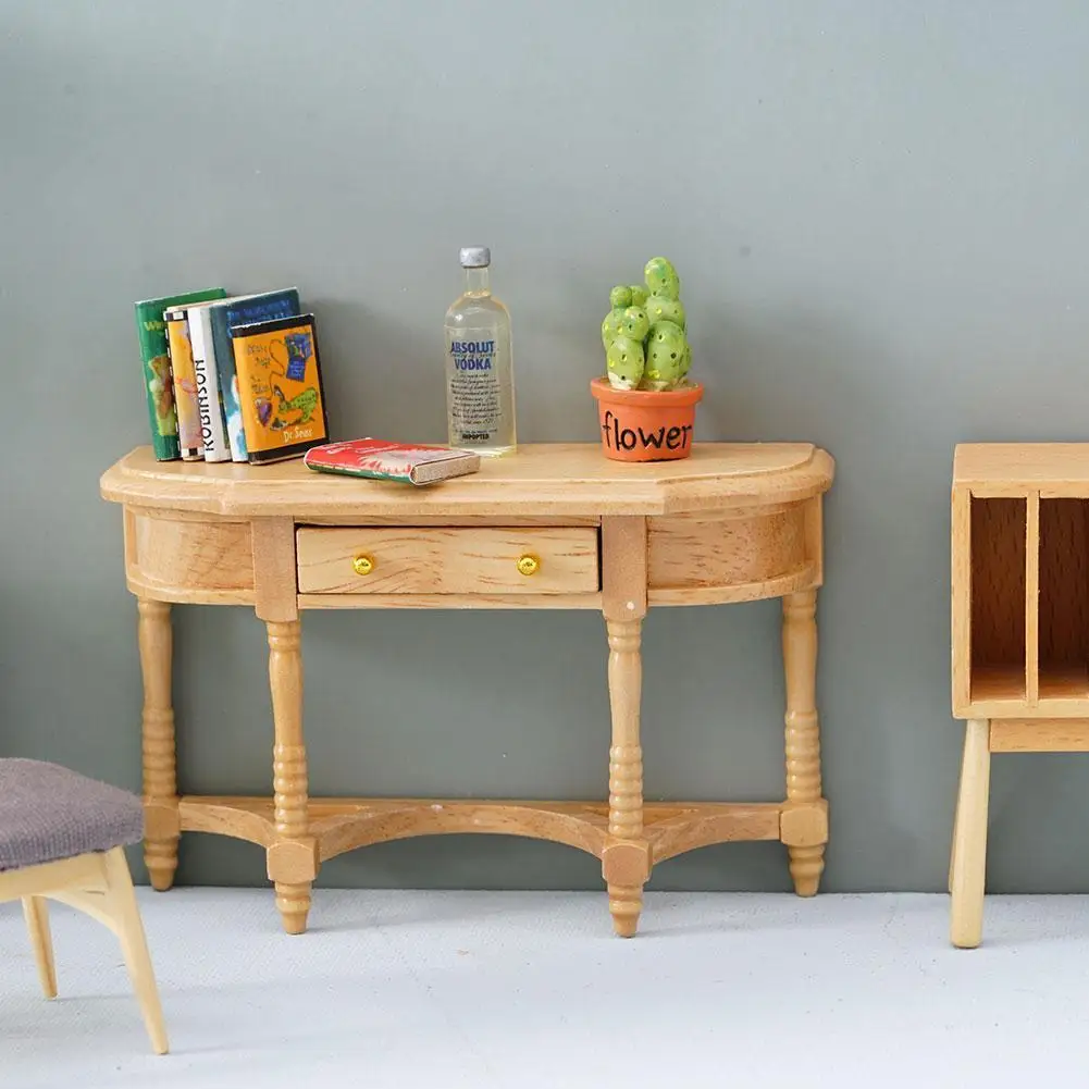 

1:12 Doll House European Style Wooden Furniture Desk Decoration Furniture Ob11 Dolls Retro Book Desk M123 Miniature Model