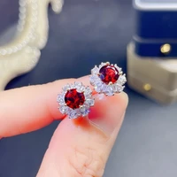 gemicro jewellery 100 natural garnet earrings with 6mm6mm gemstones and s925 sterling silver for daily and party wear as gifts