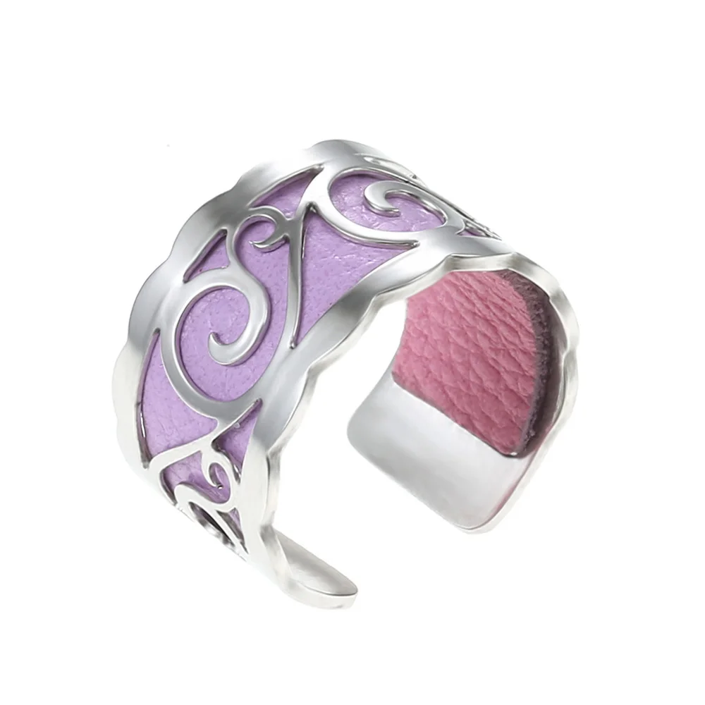 011 Cremo, сделай сам, простое кольцо, Argent, кольца для женщин, Bijoux, кольцо из нержавеющей стали, сменная кожа, Bague Femme - Цвет основного камня: 011