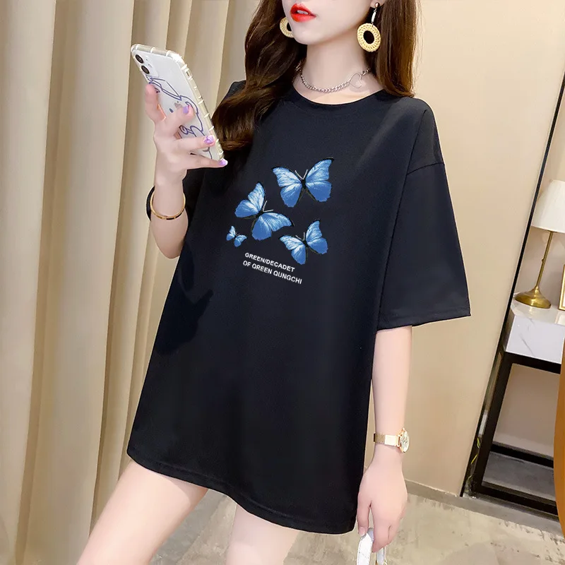 

Loose top short sleeve T-shirt women summer 2021 new butterfly print