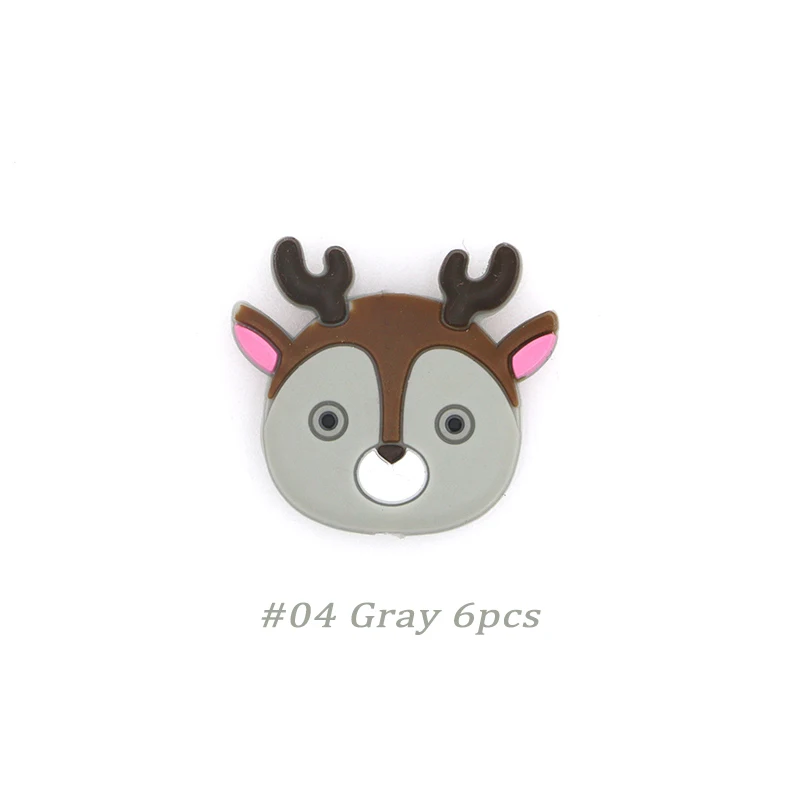 Gray 6pcs Kovict 6/10 шт., маленького размера, круглой формы с диаметром 32 мм силиконов бусов маленький олень Круглые бусины для силиконовый Прорезыватель для зубов Еда Класс Грызуны DIY ребенка режутся зубы игрушки - Цвет: Gray 6pcs