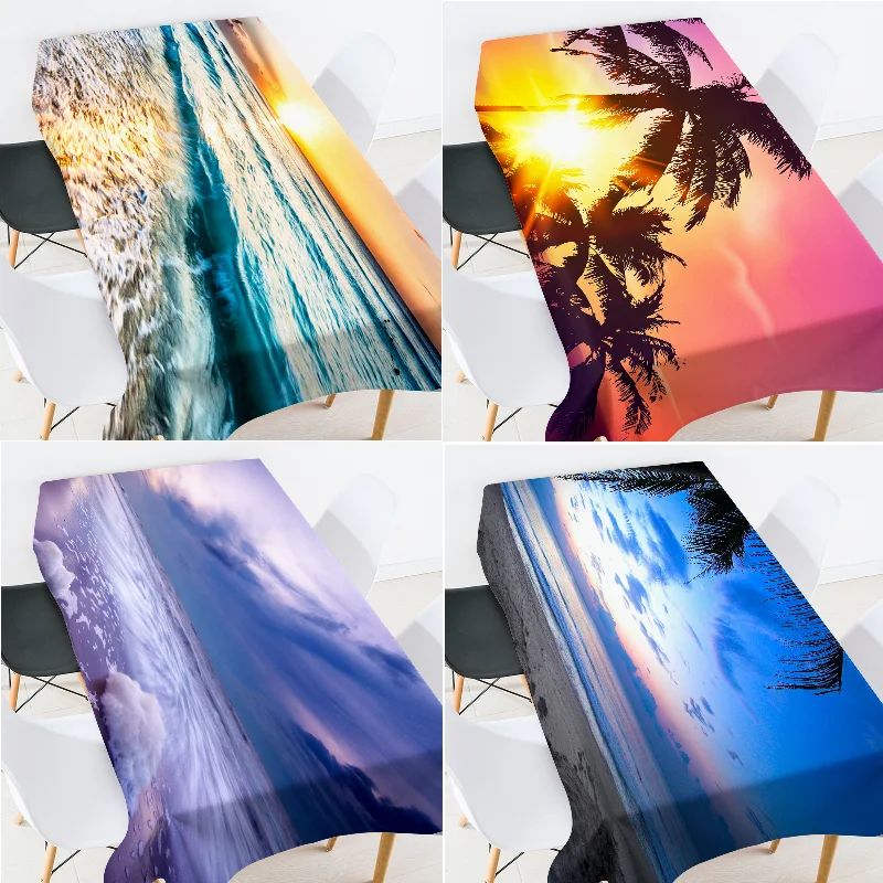 

Скатерть с морским пейзажем, круглая Водонепроницаемая прямоугольная скатерть для стола, осенняя скатерть