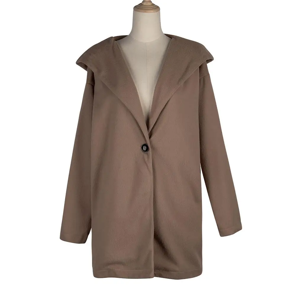 

2021 Autumn Fashion Women Multicolor Round Neck Casual Hooded Woolen Coat Double-faced Women's Winter Hooded Jacket Coats