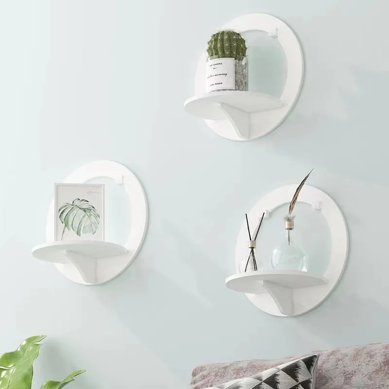 

Decoration Wall shelf free punching wall-mounted TVbackground wall hanger bedroom balcony bedside wall creative flower pot stand