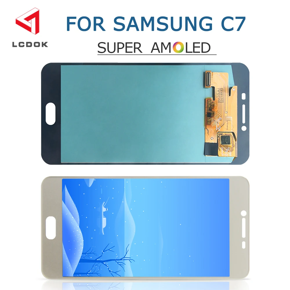 Фото Супер AMOLED lcd для samsung Galaxy C7 C7000 дисплей кодирующий преобразователь сенсорного