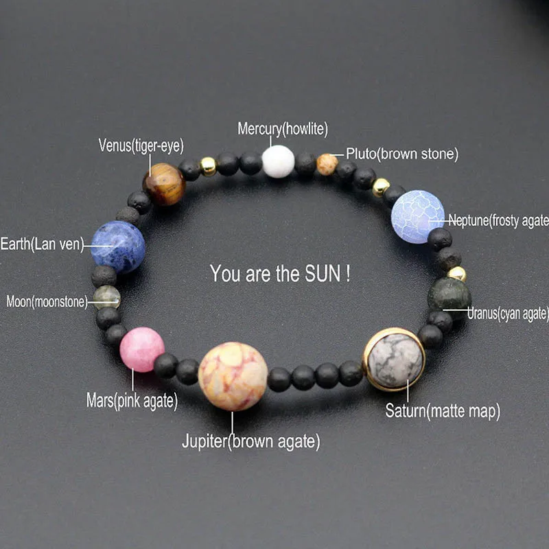 

Solar System Cosmic Galaxy Eight Planets Bracelets Guardian Stars Natural Stone Bead Bracelets Galactic Solar System Jewelry