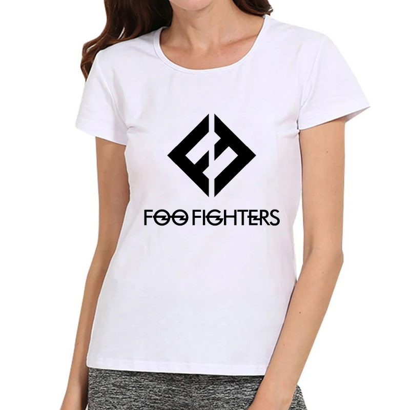 Женская футболка Foo fighers для девочек, Модная белая футболка с логотипом рок-группы Foo fighers, майки футболки, женские футболки