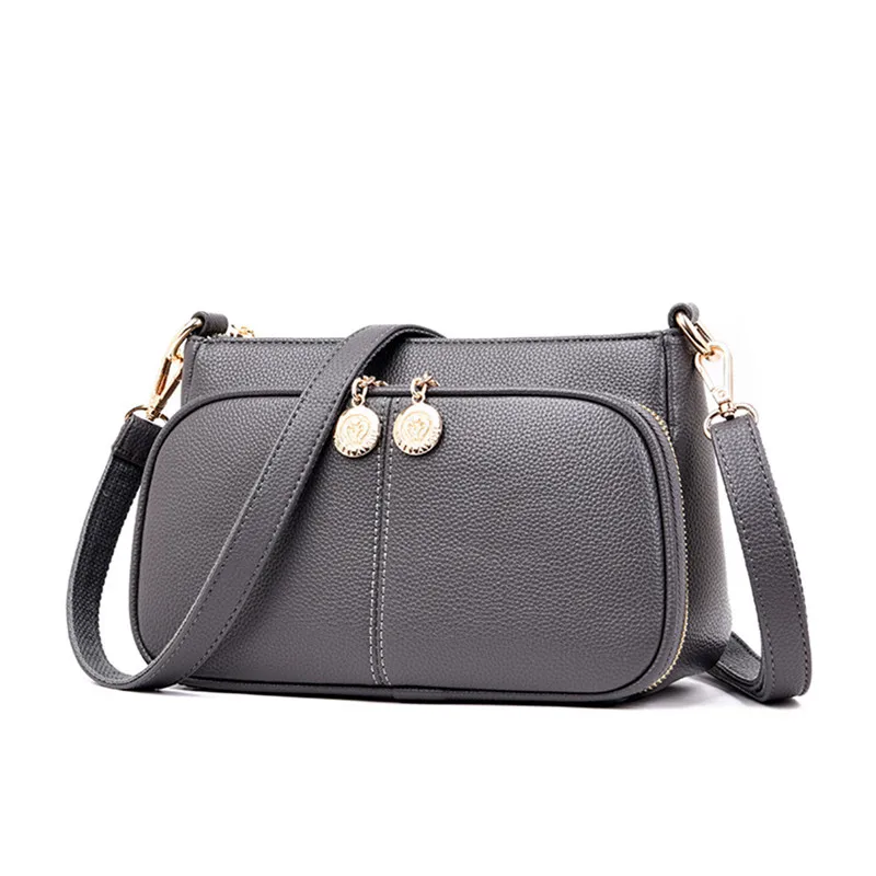 Роскошные кожаные сумки Bolsas De Mujer, женские сумки, дизайнерские маленькие сумки через плечо для женщин, женские ручные сумки, кошельки - Цвет: GRAY