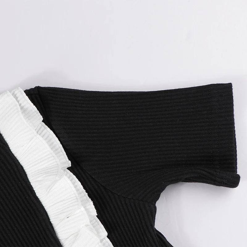 Girls max dress kids short/long sleeves ribbed summer and spring girl dresses clothing black ruffles kids long nightgown dresses