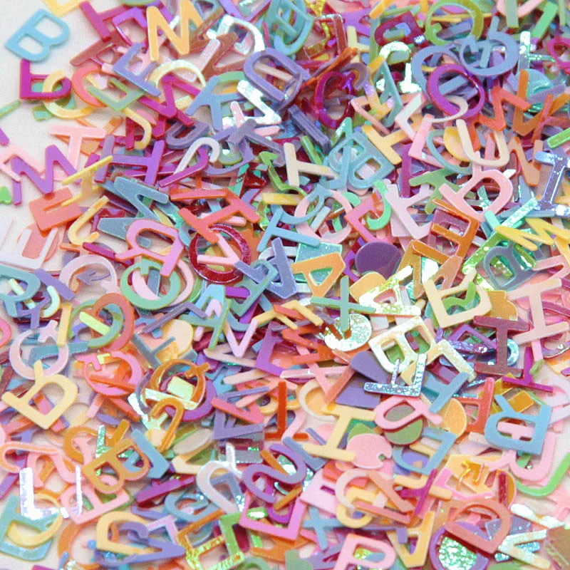 

5*6mm Arabic Numbers Sequins English Alphabet Letters Paillettes Coloful PVC Sequin for Children DIY Toys Accessories 10g/bag