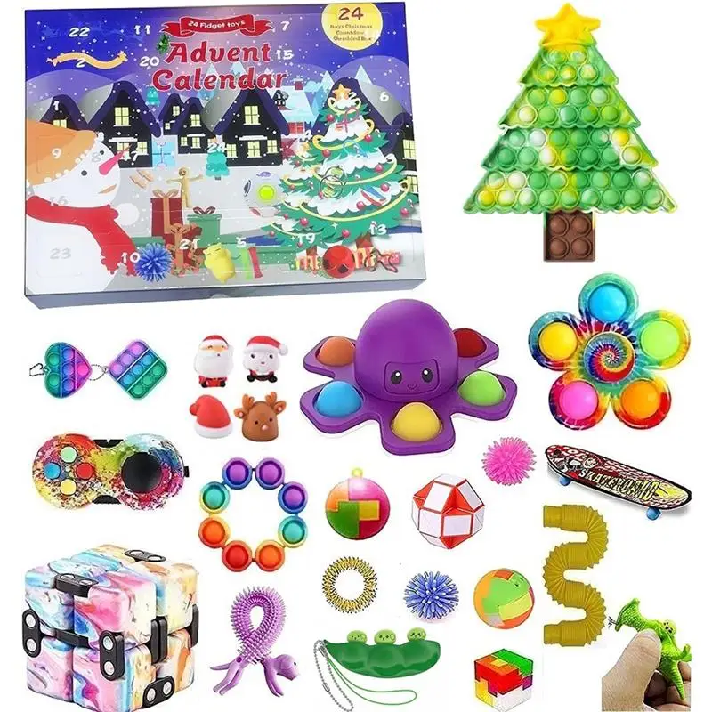 

Hot 24pcs Fidget Toys Pack Mystery Box Advent Calendar Surprise Christmas Gift Box Antistress Simple Dimple 2022 Novelty Gifts