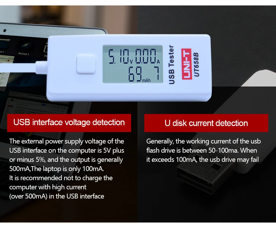 USB тестер U диск доктор зарядные устройства UNI-T UT658B напряжение и ток мониторы Макс 9 В с хранения данных напряжение измеритель тока