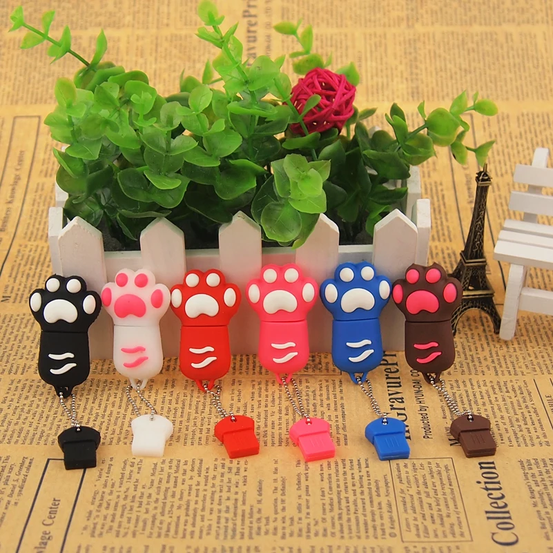 Супер милый мультфильм кошка коготь USB флэш накопитель цветной Cle 32 Гб 64 Pendrive 2 0