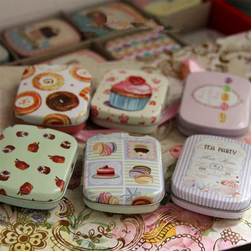 12 шт./лот металлическая винтажная маленькая подарочная жестяная коробка для