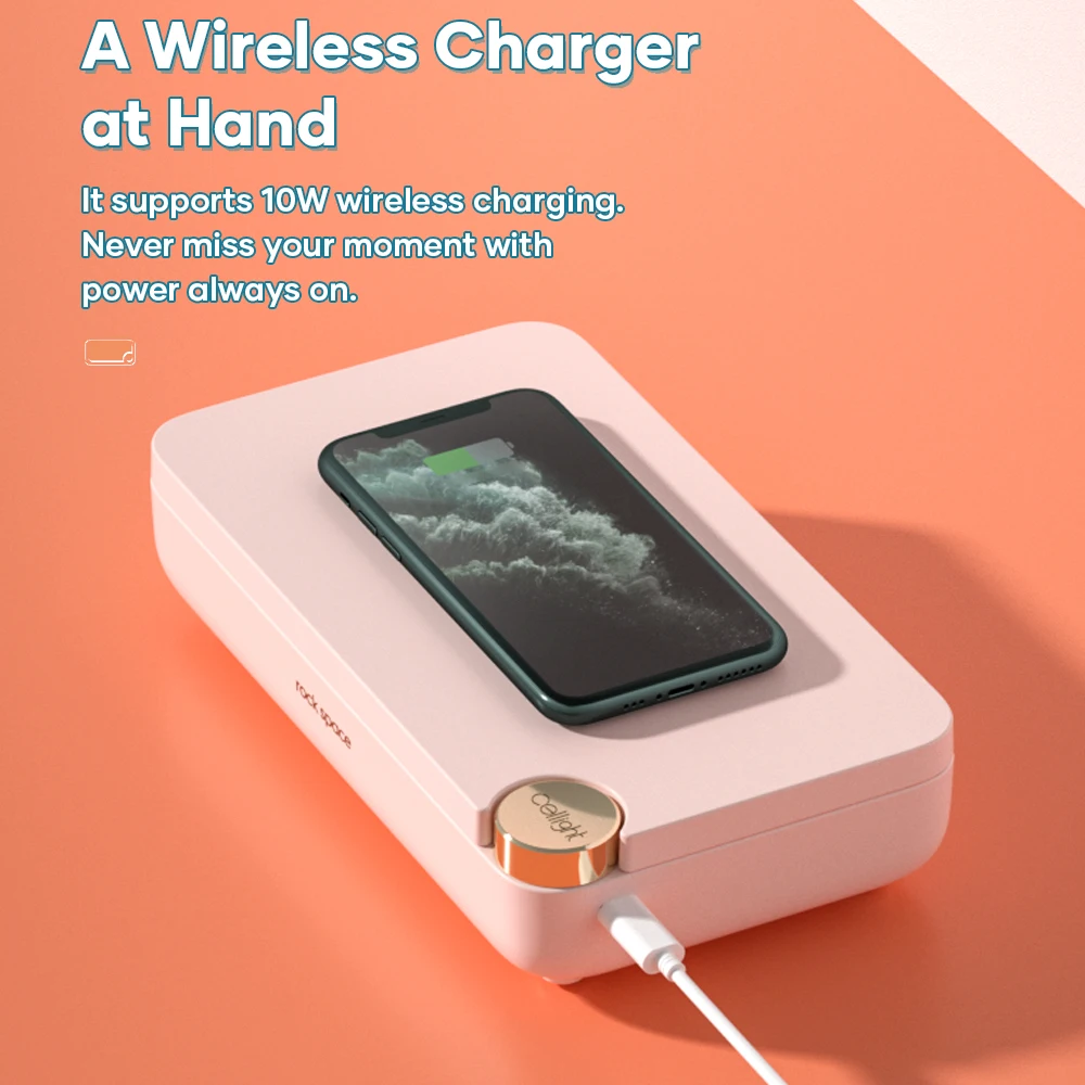 

ROCKSPACE 5V UV Disinfection Box Phone Sterilizer Multifunctional Ultraviolet Disinfector with Wireless Charge for Phone Mask