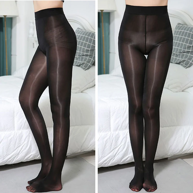 Plus Size Women's Pantyhose Sexy Widen Waist Transparent Thin Big Size Shiny Oil Pantyhose Indestructible Tights Large Sizes