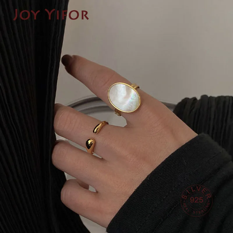 

925 Sterling Silver Shell Rings Luxury Bride Jewelry For Women Fashion Simple Ellipse Geometric Party Accessories Gifts